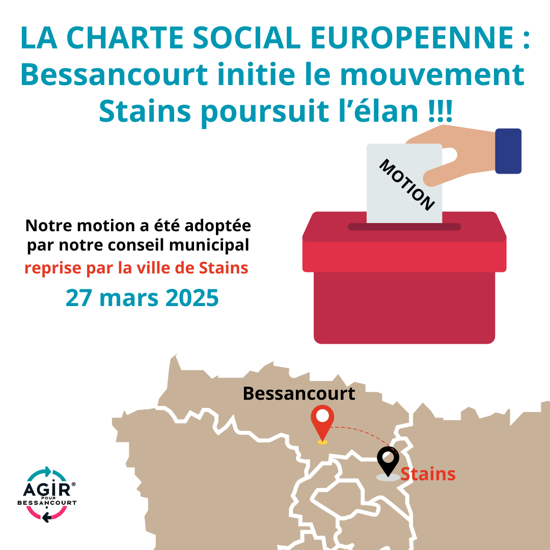 ✊ La Charte Sociale Européenne : Bessancourt initie le mouvement, Stains poursuit l’élan !