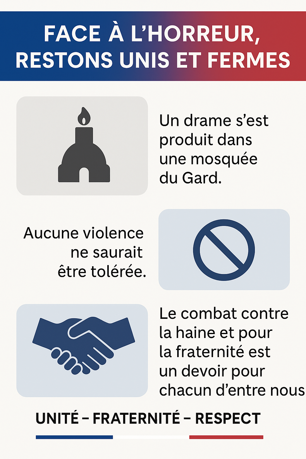 Face à l'horreur, notre devoir de rester unis et fermes 🔵⚪🔴
