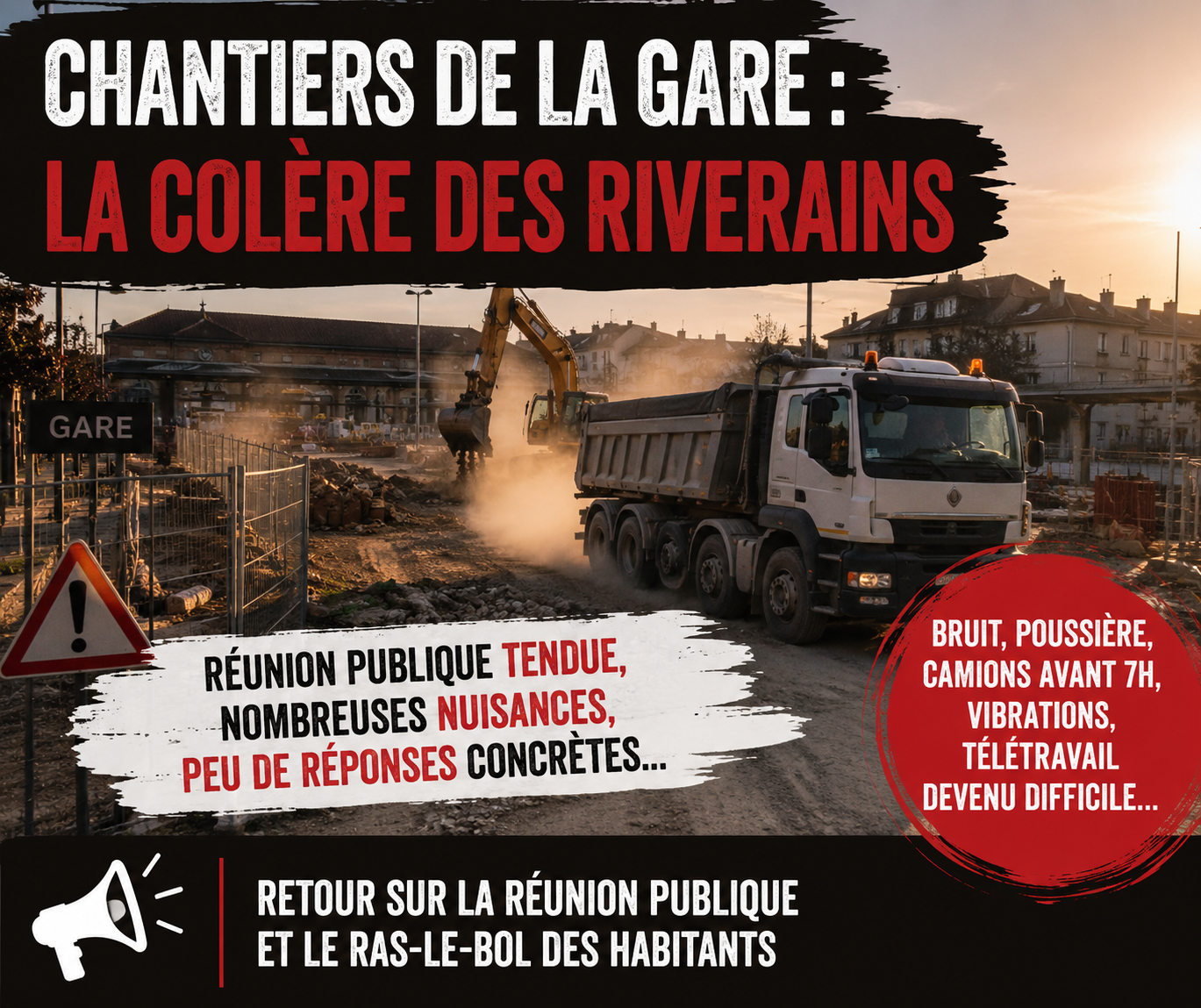 Réunion publique sur les chantiers de la gare : la colère des riverains éclate au grand jour